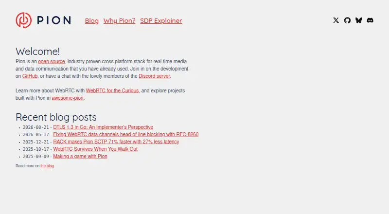 Pion WebRTC's own site