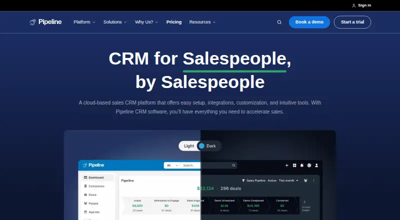 Pipeline CRM's own site