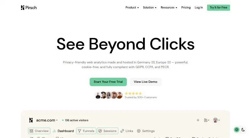 Pirsch Analytics's own site