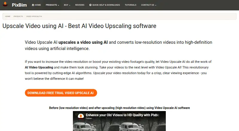 Pixbim Video Upscale AI's own site