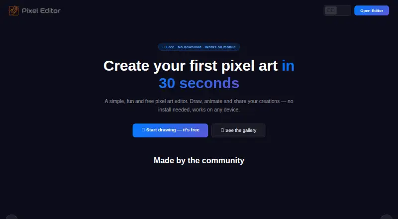 Pixel Editor's own site