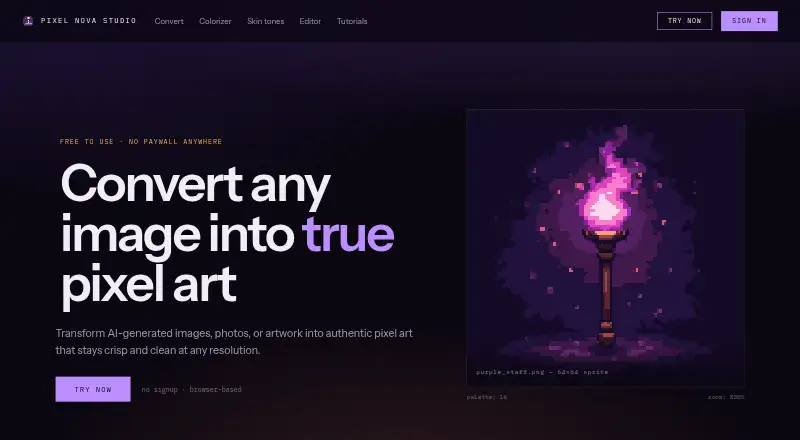 Pixel Nova Studio's own site
