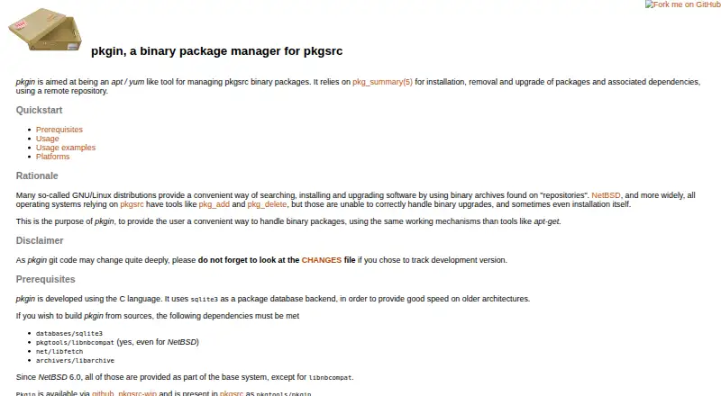 pkgin's own site