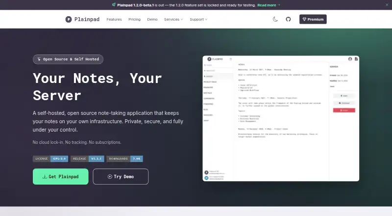 Plainpad's own site
