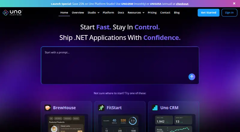 Uno Platform's own site