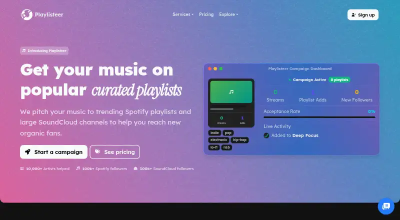 Playlisteer's own site