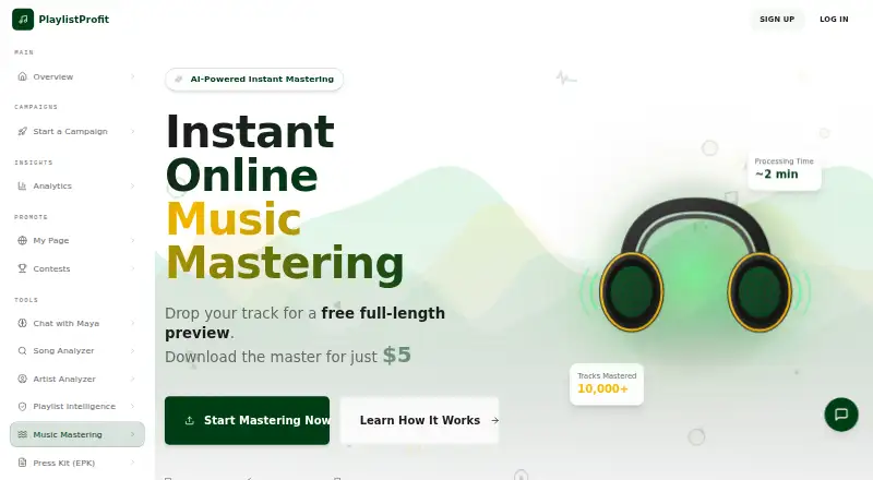 Playlist Profit Music Mastering's own site