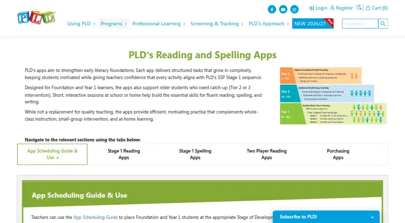 PLD Reading Apps's own site