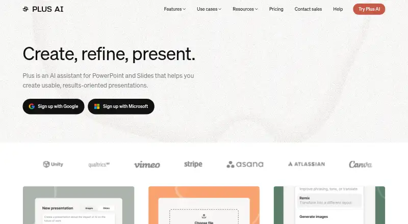 Plus AI's own site