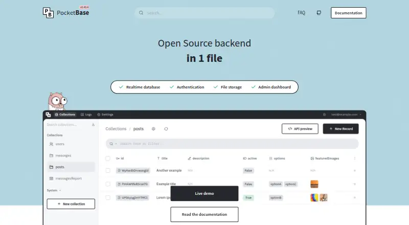 PocketBase's own site
