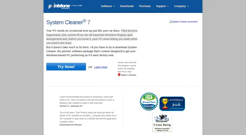 Pointstone System Cleaner's own site