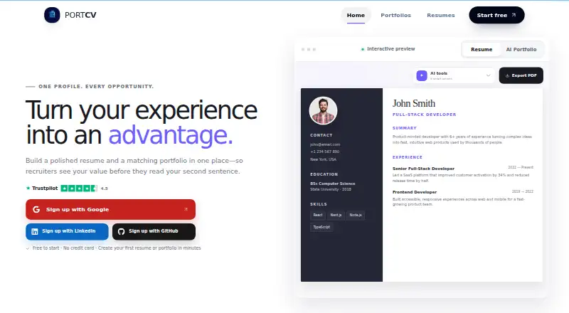 PortCV's own site