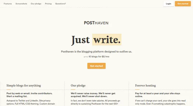 Posthaven's own site