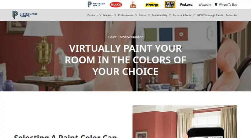 PPG Paints Color Visualizer's own site