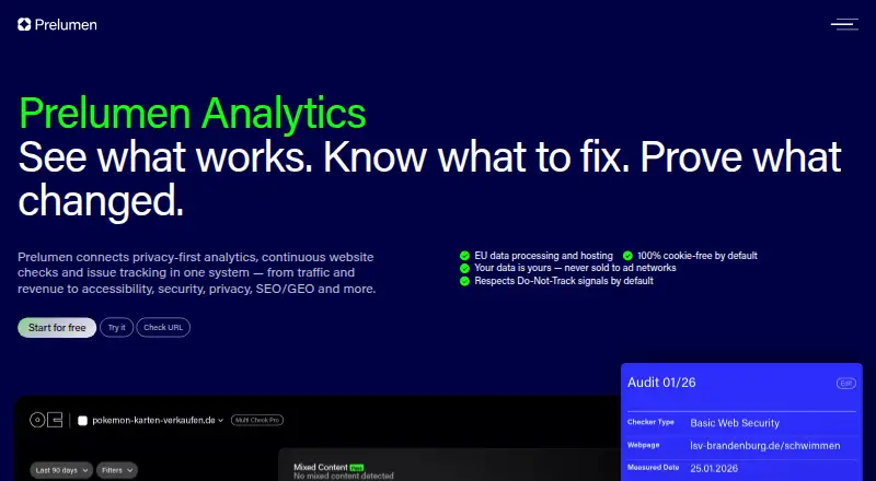 Prelumen Analytics's own site