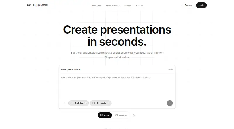 ALLWEONE AI Presentation Generator's own site