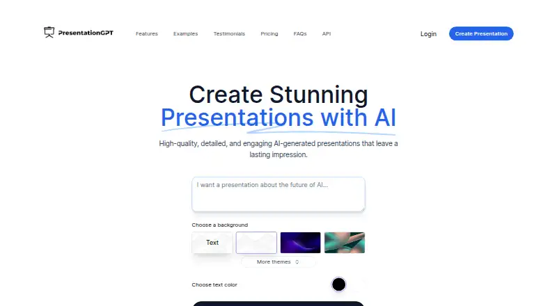 PresentationGPT's own site