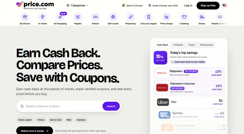 Price.com's own site