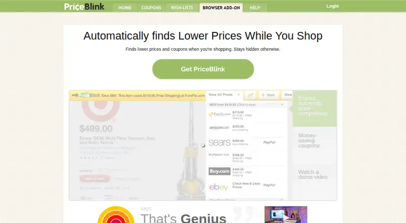 PriceBlink's own site