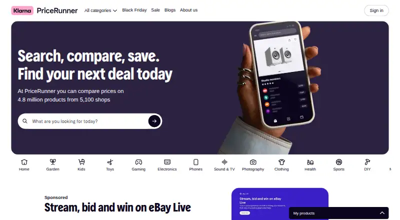 PriceRunner's own site