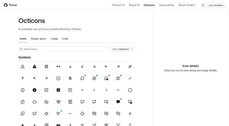 Octicons's own site