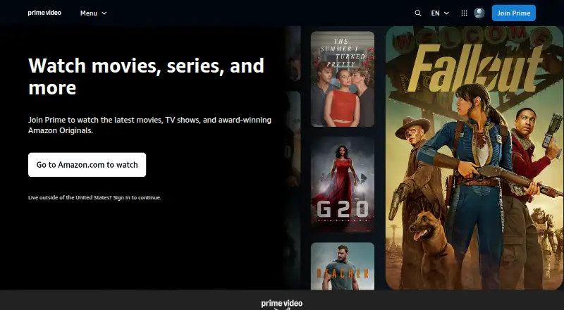 Prime Video's own site