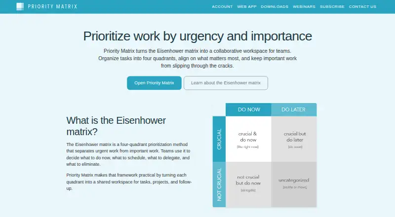 Priority Matrix's own site