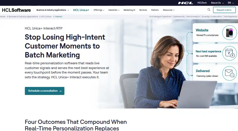 HCL Unica Interact's own site