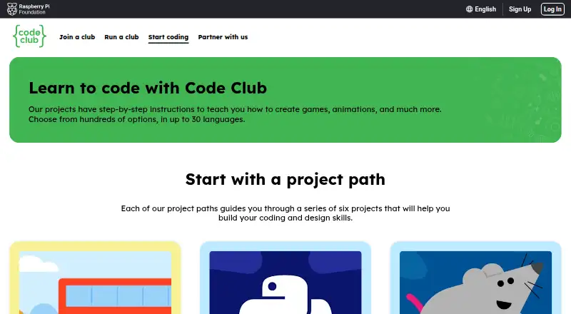 Code Club Projects's own site