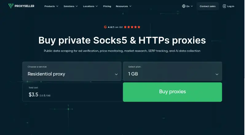 The Proxy-Seller homepage