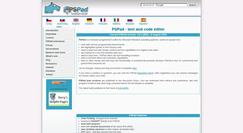 PSPad's own site