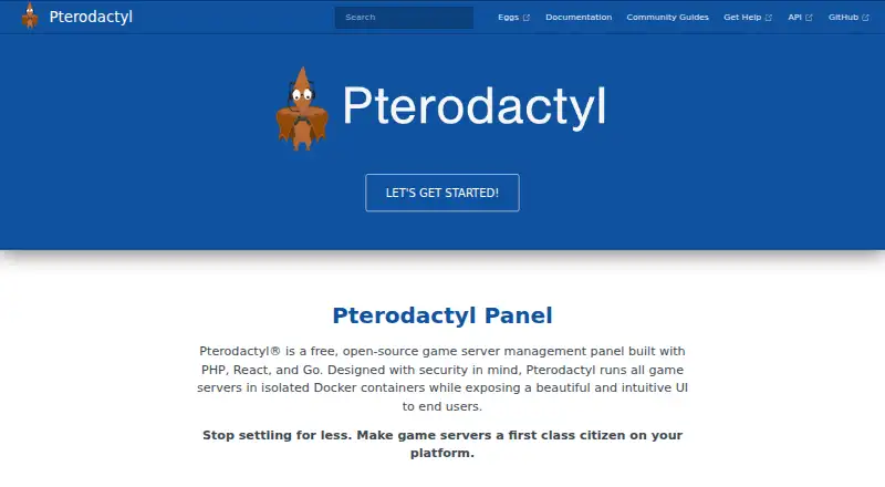 Pterodactyl Panel's own site
