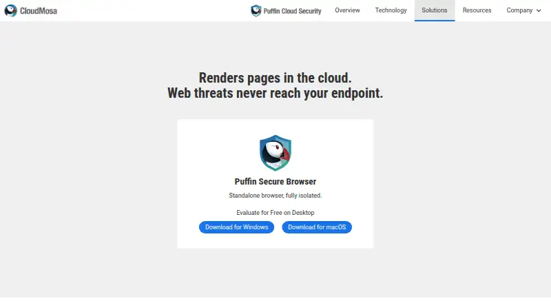 Puffin Secure Browser's own site