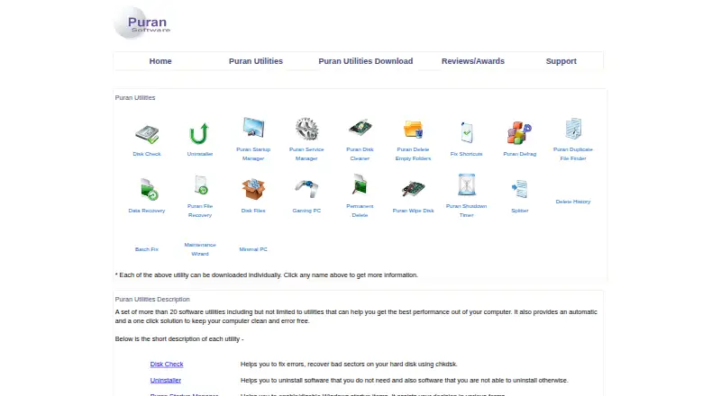 Puran Utilities's own site