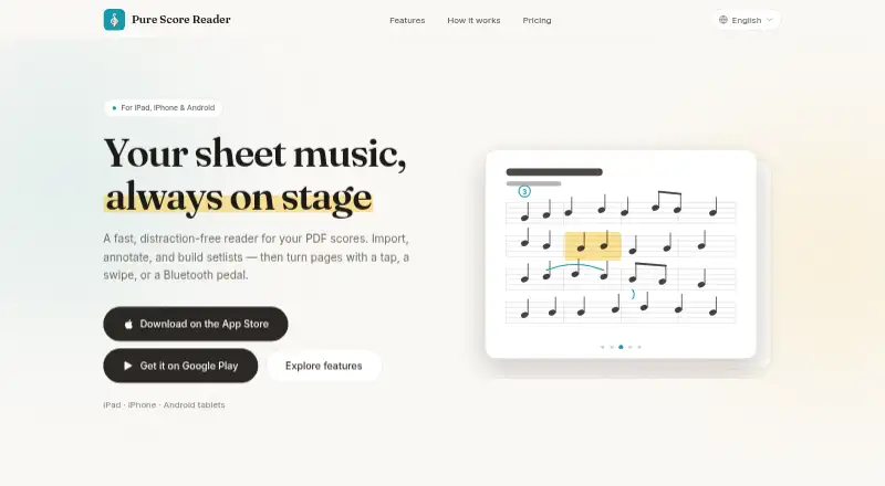 Pure Score Reader's own site