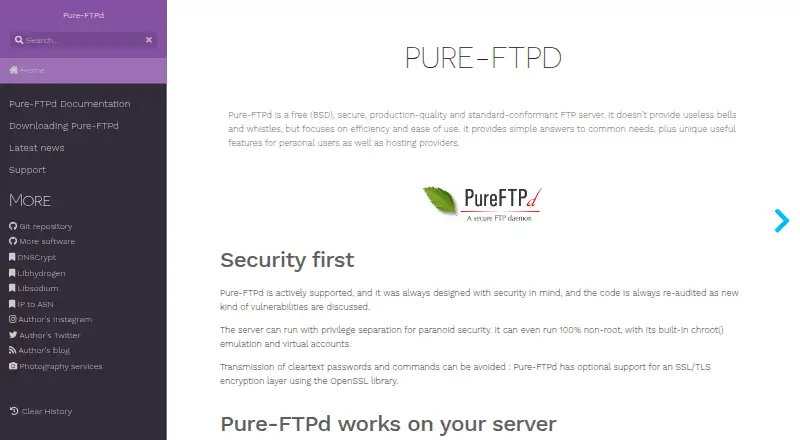Pure-FTPd's own site