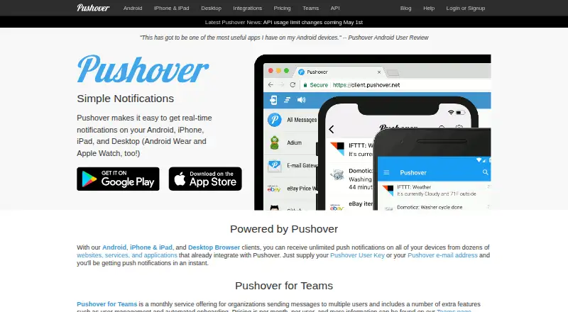 Pushover's own site