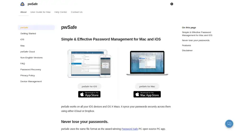 pwSafe's own site