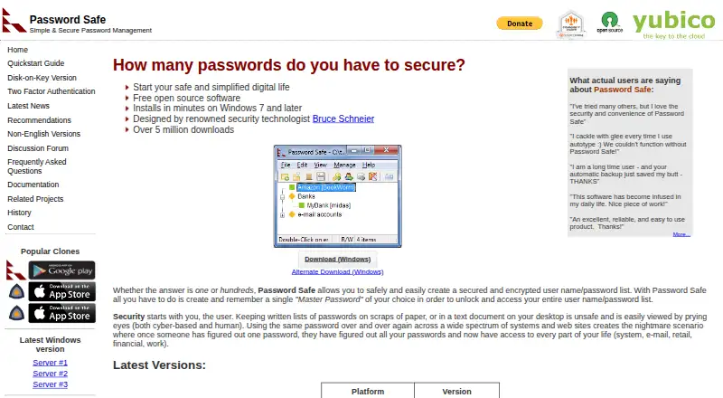 Password Safe's own site