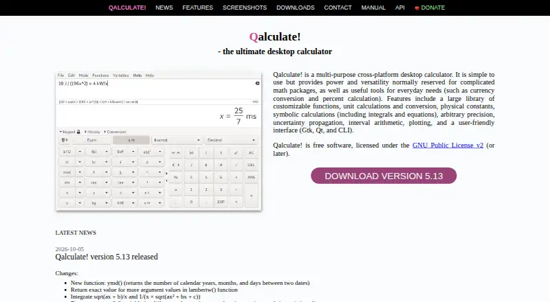 Qalculate!'s own site
