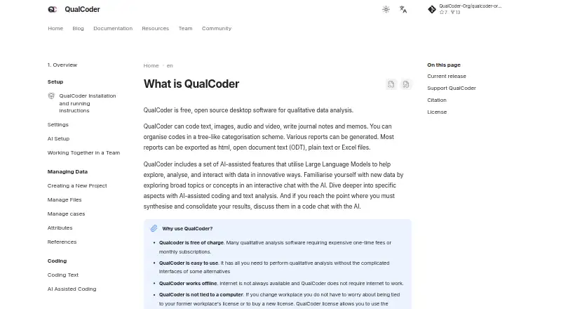 The QualCoder homepage