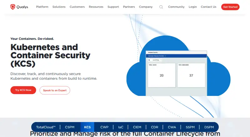 Qualys Container Security's own site