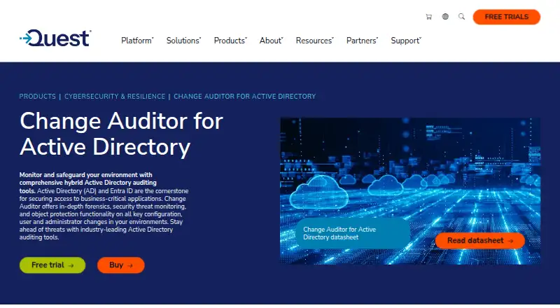 Quest Change Auditor for Active Directory's own site