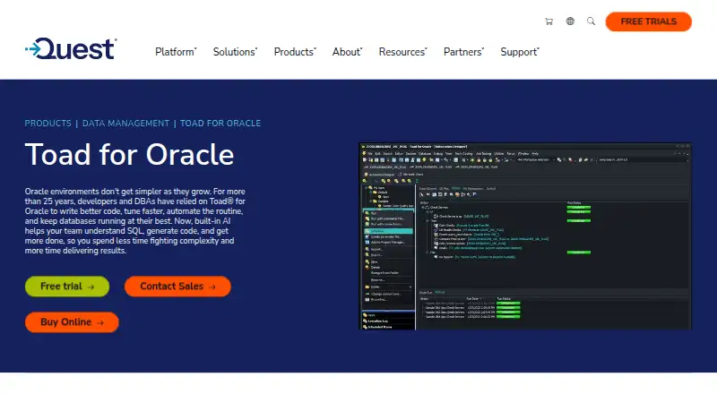 Toad for Oracle's own site