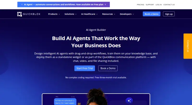 QuickBlox AI Agent Builder's own site