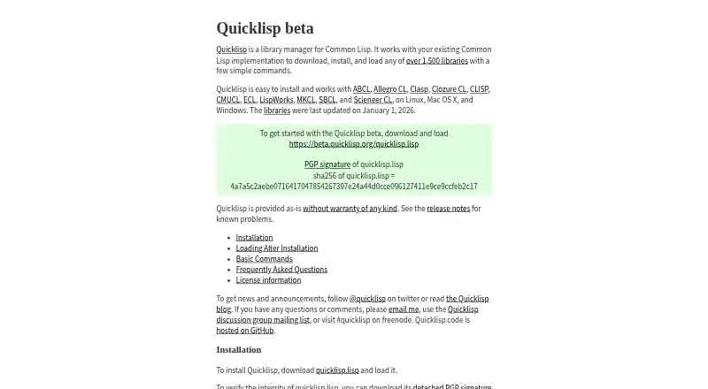 Quicklisp's own site