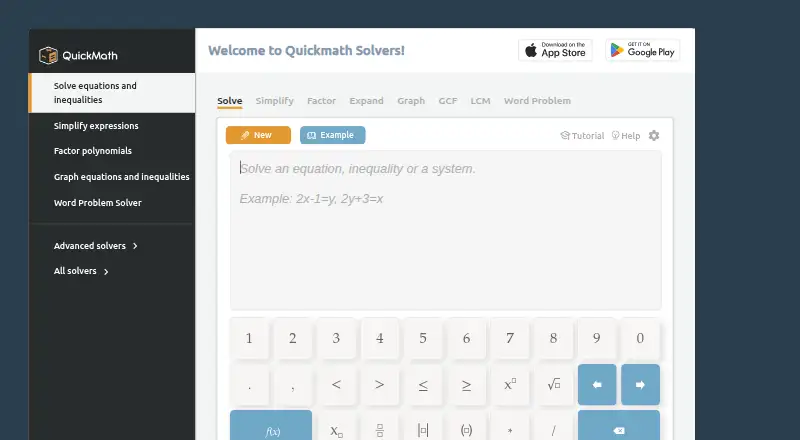 QuickMath's own site