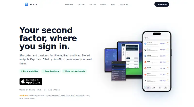 QuickOTP Authenticator Passkey's own site