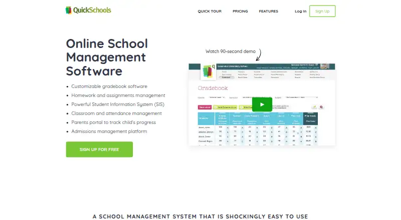 QuickSchools's own site