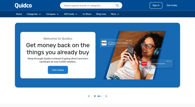 Quidco's own site